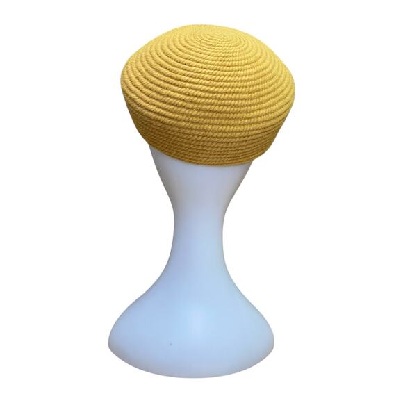 1960s Vintage Golden Yellow Pillbox Hat Everitt Original Woven Tilt Hat main image 7
